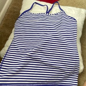 Lululemon Power Y Tank White and Blue Straps size 8